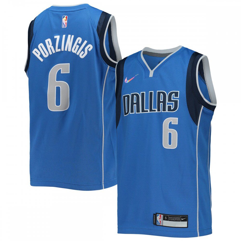 Kristaps Porzingis Dallas Mavericks Youth 2021/22 Diamond Swingman Jersey - Icon Edition - Blue-Pro Kit Vault | Brand New 26/27 Sports Jerseys
